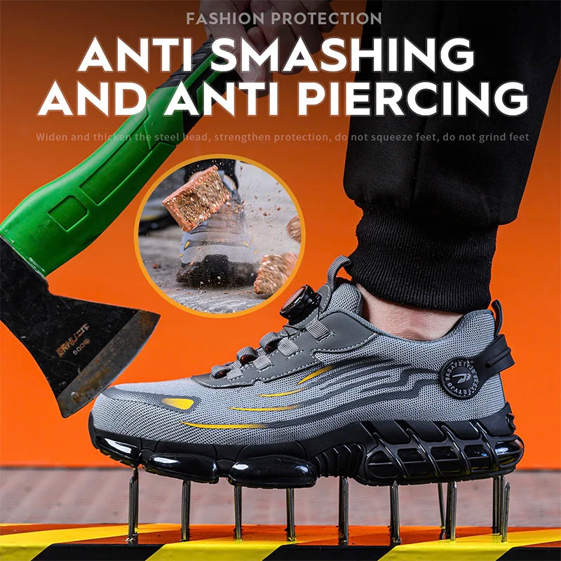 Men’s Rotating Button Safety Shoes – Anti-Smash & Anti-Puncture